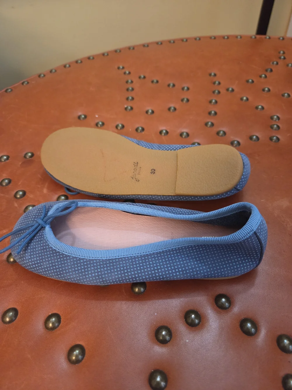 Girls Blue Ballet Flats with Bow